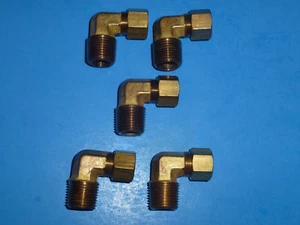 Parker Type 3/8 Compression x 3/8 MNPT Brass 90° Elbow 5PK Free Shipping, WG1479 - Picture 1 of 5