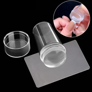 Transparent Silicone Nail Art Stamping Kit, French Design For Manicure Plate Sta - Picture 1 of 8