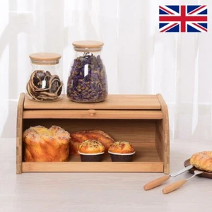 Bamboo Bread Box Kitchen Counter Bread Bin Storage Single Layer Food Organizer - Picture 1 of 12
