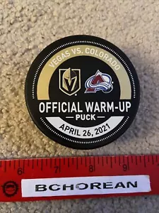 Vegas Golden Knights Used Official Warm-up Puck 4/26/21 Colorado Avalanche - Picture 1 of 2