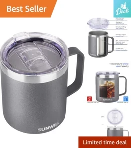 Insulated Stainless Steel Coffee Travel Mug - Double Wall Vacuum - Cool Grey - Picture 1 of 9
