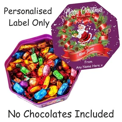 Personalised Chocolate LABEL ONLY for Quality Street Tub Christmas gift idea