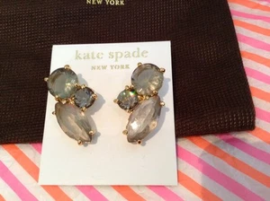NUOVI ORECCHINI KATE SPADE PIASTRA ORO GRAPPOLO CARBONE MODA GEMME CON RIEMPIMENTO ORO 14K - Foto 1 di 9