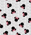 1 Yard of Disney Minnie Mouse Heads With Bows 100% Cotton Fabric 