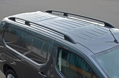 To Fit L2 Vauxhall / Opel Combo E (2019+) LWB: Black Roof Rack Rails Side Bars - Image 1 of 4