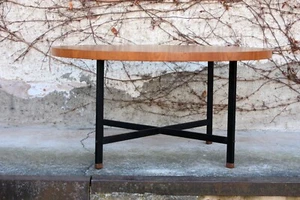Runder Teak Couchtisch  Coffeetable Metallgestell  Danish Design - Bild 1 von 7