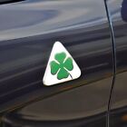2pcs Alfa Romeo Silver Green Clover Side Fender Stickers Emblems Badges Logo