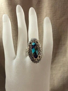 Carolyn Pollack Relios sterling silver ring multi gemstone mosaic design sz 10 - Picture 1 of 7