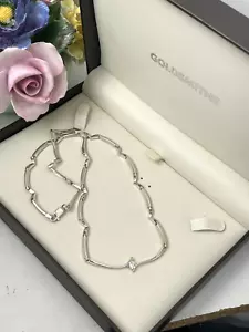 GORGEOUS MODERNIST 925 SOLID STERLING SILVER PENDANT 17.5" COLLAR CHAIN NECKLACE - Picture 1 of 12