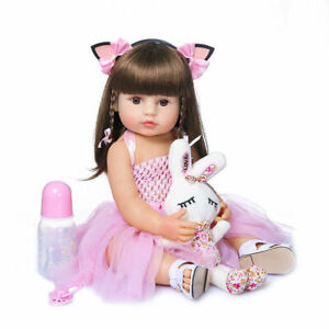 22" Realistic Reborn Baby Dolls Full Body Vinyl Silicone Girl Doll Toddler Bath