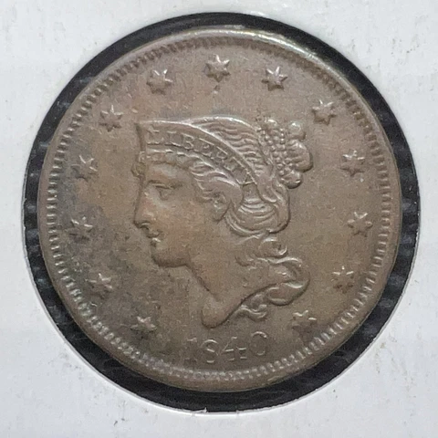 1840 Large Date Braided Hair Large Cent grades as EF Lot 84 Cover