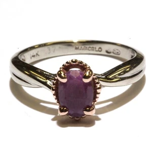 14k white rose gold Natural oval ruby gemstone ring 3.6g ladies size 7 - Imagen 1 de 7