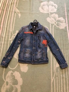 Chaqueta de mezclilla G Star Raw WMNS para hombre XS azul camionero envejecido calce ajustado estrellado - Imagen 1 de 24