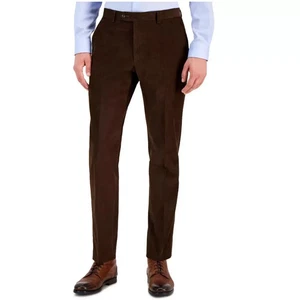 $95 Tommy Hilfiger Men's Brown Modern Fit Solid Cotton Corduroy Pants 44 x 30 - Picture 1 of 1