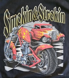 Moto da strada americana classica. T-shirt uomo cotone nero. - Foto 1 di 2