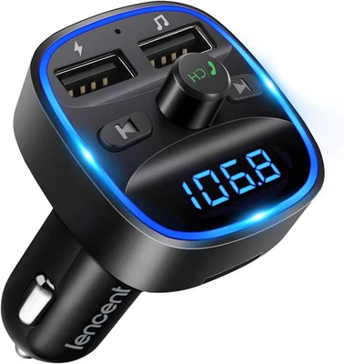 LENCENT Bluetooth FM Transmitter Auto, Musik Adapter Für Auto Radio, KFZ Bluetoo - Bild 1 von 4