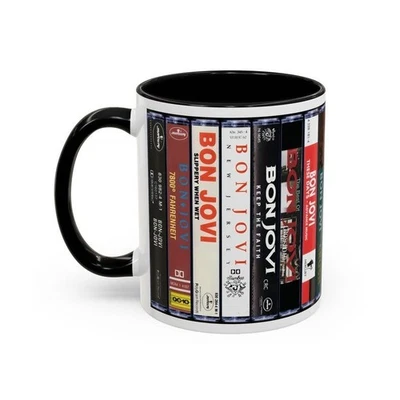 Bon Jovi Cassette Coffee Mug - Retro Music Lover Gift, 1980's Hair Metal Mug - Image 1 of 4