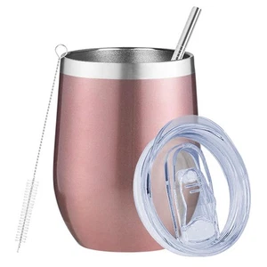 12 Oz Insulated Wine Tumbler with Lid Double Wall Vacuum Stainless Steel Wine... - Picture 1 of 7