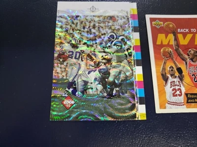 Deacon Jones Barry Sanders 1995 Collector's Edge Time Warp Prisms Color Strip - Image 1 of 2