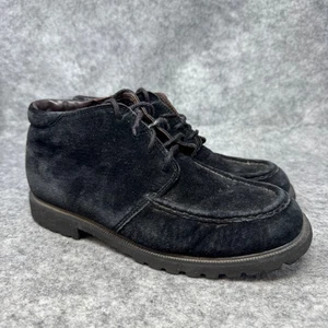 Stivaletti vintage LL Bean in pelle scamosciata da donna taglia 7,5 stringati neri moc chukka - Foto 1 di 9