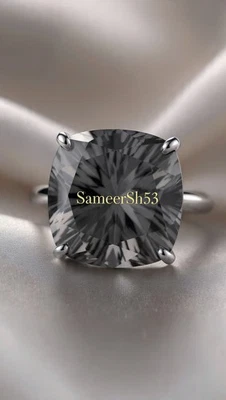 Anillo de plata cultivada en laboratorio de diamantes gris corte cojín de 2 quilates | Con diseño Sameersh53 Foto 1 de 4