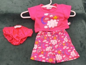 Build-A-Bear Workshop Pink Moon Stars And Clouds Pajama Set With Undies - Picture 1 of 2