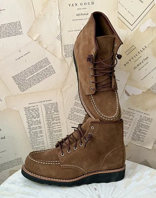 Free People Red Wing 6 英寸经典 Moc 靴子系带丁香 Acampo 棕色麂皮绒 40/9 全新 — 第 1/4 张图片