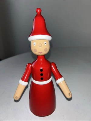 Figura de madera Kay Bojesen Mrs. Claus roja y blanca 8”Hx4”Lx4”W de colección Foto 1 de 4