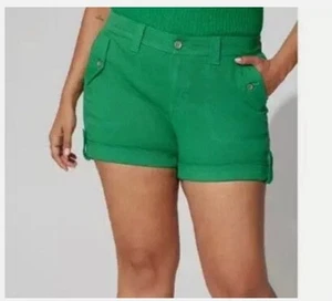 Pantalones Cortos Tórridos Militares Algodón Elastizados Tiro Medio Verde Jelly Bean Para Mujer Talla 20 - Imagen 1 de 11