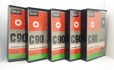 Lotto x5 Basf C 90 SM LH - Cassette Vintage - Anni 70 - Blank Labels - Image 1 of 4