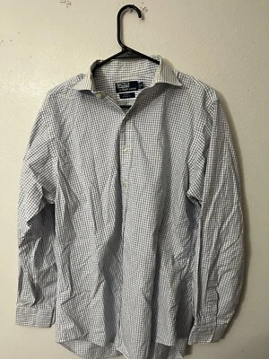 Camisa de vestir Polo de Ralph Lauren para hombre Regent blanca y azul guinga calce clásico 16 Foto 1 de 4