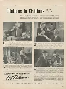 1942 Pullman Train Cars Citations Civilians Sleep Going To Keep Going Print Ad - Picture 1 of 1