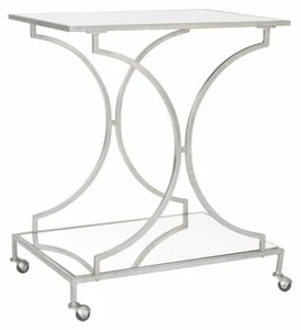 Elegant Silver Bar Cart Drinks Tea Trolley - Picture 1 of 2