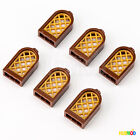 Lot of 6 LEGO Brown Window 1x2x2 2/3 30044 Rounded Top Gold Pane Lattice Castle