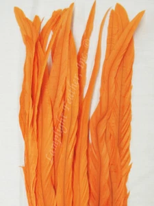 Orange Coque Rooster Tail Feathers 14-16 inch per HALF OUNCE - Picture 1 of 2