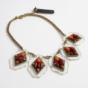J.CREW NWT Gold Tone Crystal Lucite Cluster Statement Necklace - Picture 1 of 5