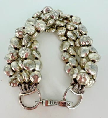 Pulsera Lucky Brand Multi Hilo Disco Redondo Plano Antiguo Tono Plata 7.5 Pulgadas Foto 1 de 4