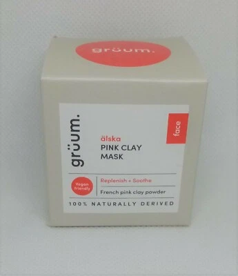 Clay Mask Powder 50ml Gruum Pink Vegan Friendly Replenish and Smooth - Image 1 of 4