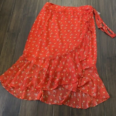 Falda envolvente midi floral multicolor naranja talla grande Vince Camuto talla 18W Foto 1 de 4