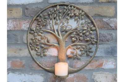 Tree of Life Metal Wall Sconce Candle Holder | Gold | H40 cm - Image 1 of 4