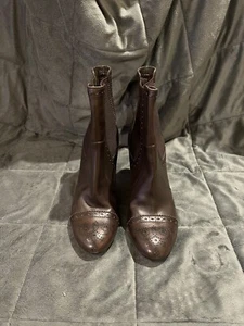 TOD'S Black Leather Brogue Ankle Chelsea Booties Slip On Boots Shoes 39.5 9.5 - Picture 1 of 4