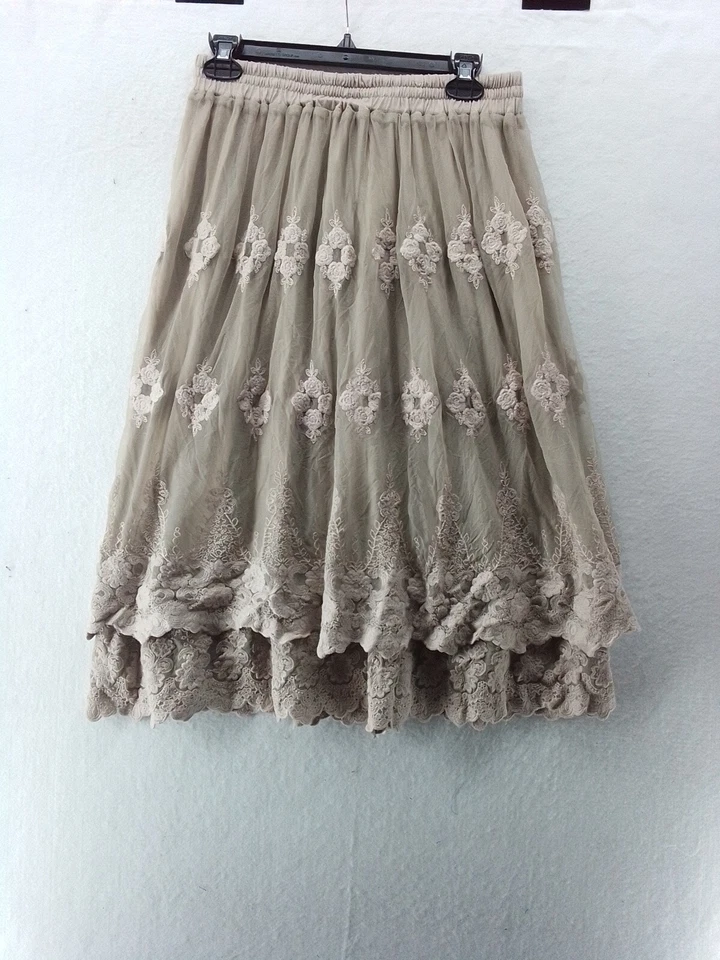 Falda Floral Indigo Soul Grande Verde Bordada con Banda Elástica Foto 1 de 4