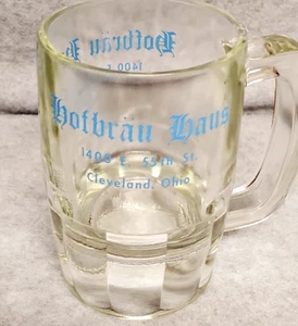 Vintage 1900's Hofbräu Haus Glass Beer Stein 1962-1998 55th St. Cleveland OH - Picture 1 of 9