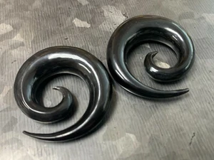 PAIR Organic Horn Spiral Tapers Plugs Tunnels Gauges Body Jewelry - Picture 1 of 6