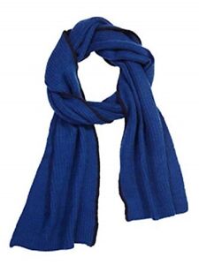 NEW Gap Mens Womens Soft Ribbed Wool Blend Scarf True Royal Blue w/ Black Ends