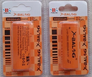 2 Batterie 26650 Ioni Litio Ricaricabili Pila 4,2 V 8800 mAh Polo Piatto - Imagen 1 de 5