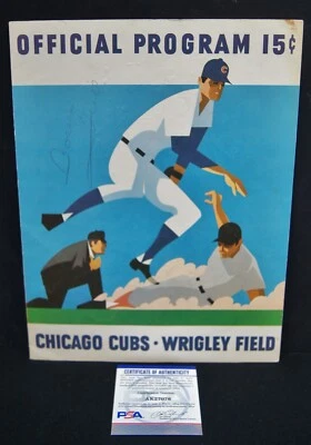 BOBBY HULL Autographed Chicago Cubs Program PSA/DNA HOF BLACKHAWKS - Image 1 of 4