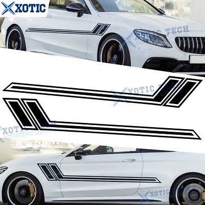Glossy Black Auto Side Door Body Decal Stripes Sticker For Mercedes Benz 2000+ - Image 1 of 4