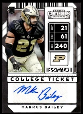 2020 Panini Contenders Draft Picks Ticket Markus Bailey Auto Purdue Boilermakers - Image 1 of 2