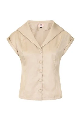 Brown Rockabilly Pinup Vintage 50's Retro Shirt Blouse Button Top BANNED Apparel - Image 1 of 4